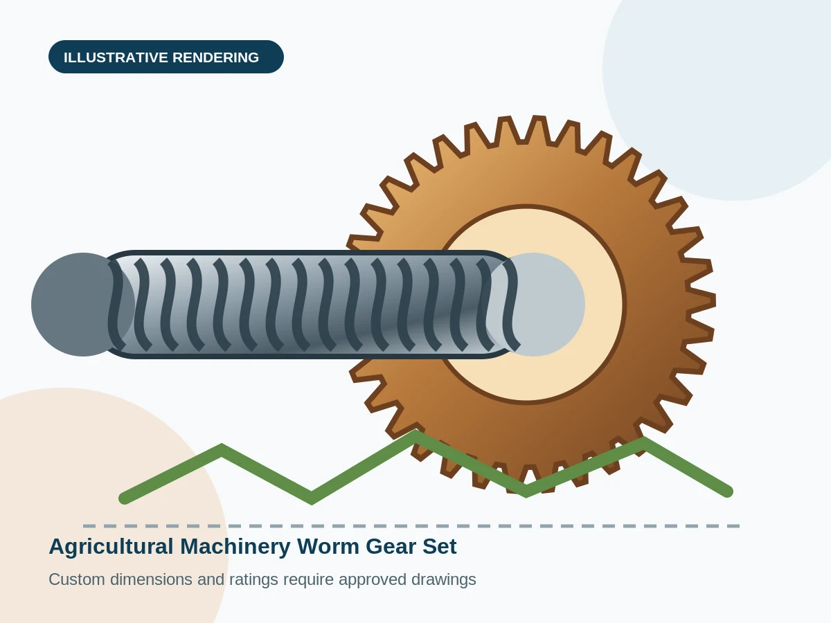 Agricultural Machinery Worm Gear Set engineering illustration