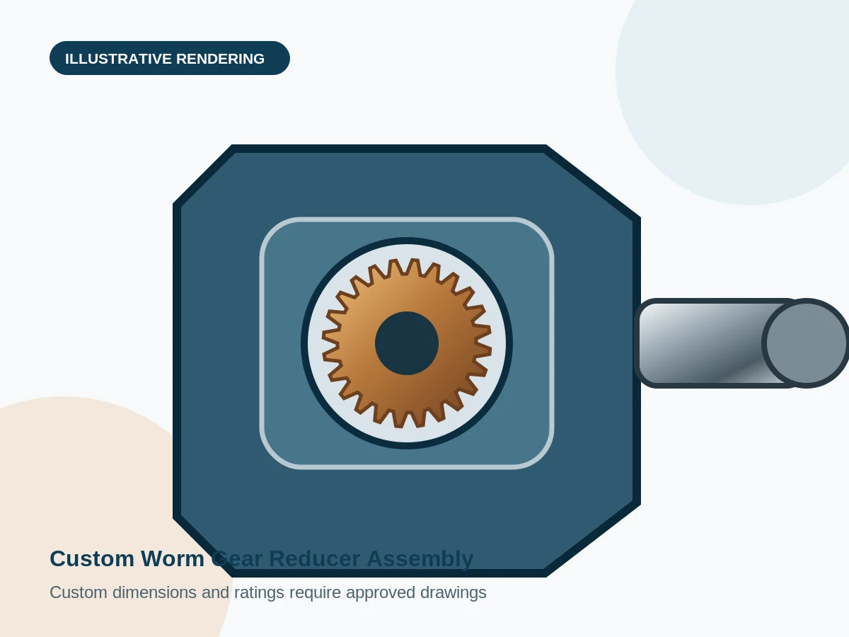 Custom Worm Gear Reducer Assembly engineering illustration