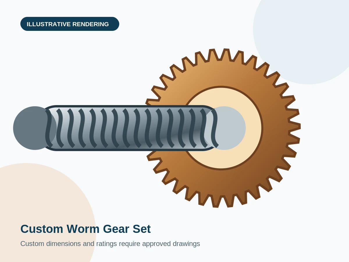 Custom Worm Gear Set engineering illustration